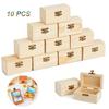10-Pack Small Wooden Boxes with Front Clasp Unfinished Paintable Treasure for DIY Arts & Crafts Halloween Pirate Birthday Party
