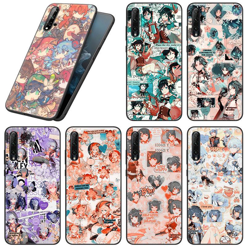 Чехол Genshin Impact с аниме для Huawei Honor 10X Lite 7A 7S 8A 8S 8C 8X 9A 9C 10i 20i 30i 20S 20E 9X Pro 10 8 Lite, черный чехол