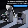 4 In 1 Wireless Charger with 180 Degrees  Auto Rotation Watch Charging Station HD Display Clock Smart Trickle Charging
