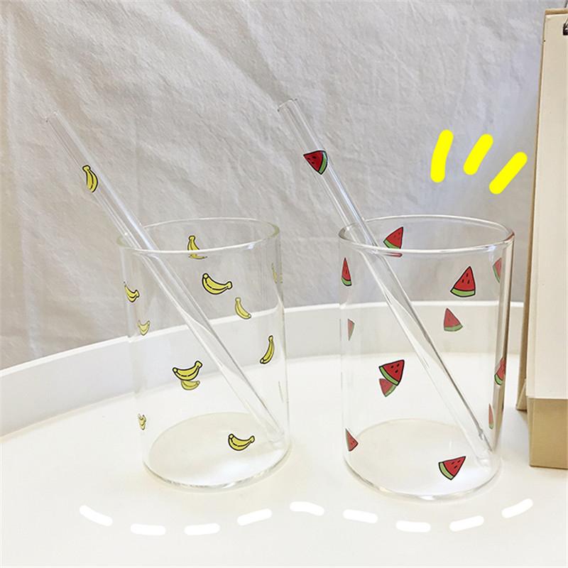 300 мл Клубничная милая скандинавская стеклянная кружка с соломенным молоком термостойкая стеклянная кружка