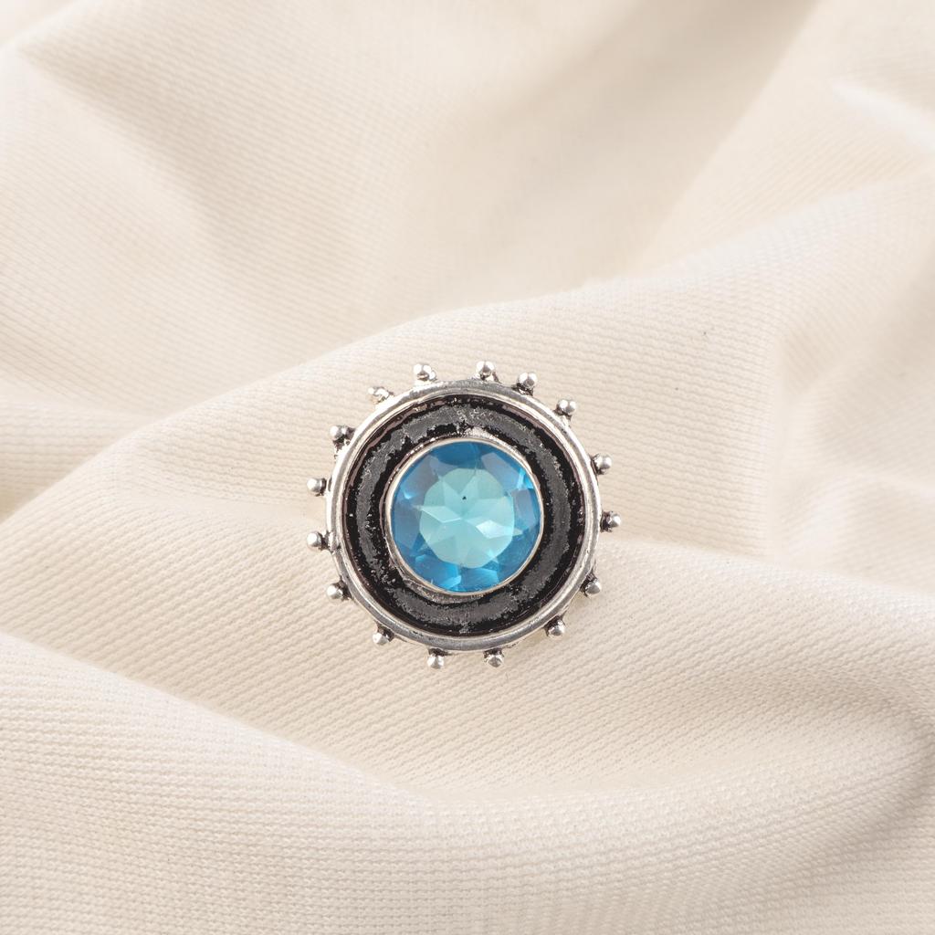 Swiss Blue Topaz Ring, 925 Solid Sterling Silver Ring, Handmade Silver Jewelry, Swiss Blue Topaz Gemstone Jewelry For Thanksgiving Gift