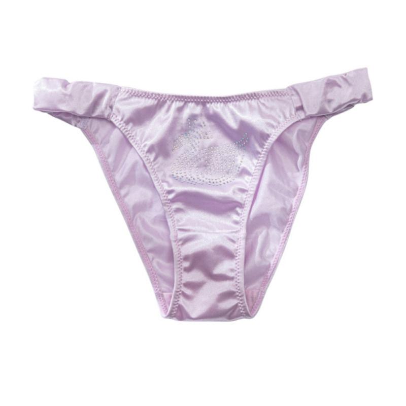 Атласные трусы с низкой посадкой для женщин, однотонные мягкие гладкие стринги, бесшовные влагоотводящие очаровательные трусики