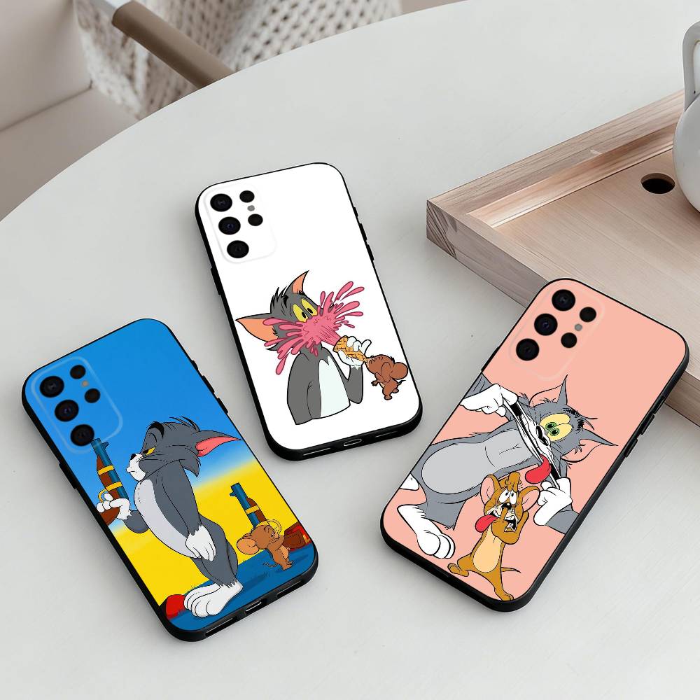 F-Funny TomS Cartoon J-JerryS Phone Case For Samsung S25,S24,S21,S22,S23,S30,Ultra,S20,Plus,Others Soft Black Cover