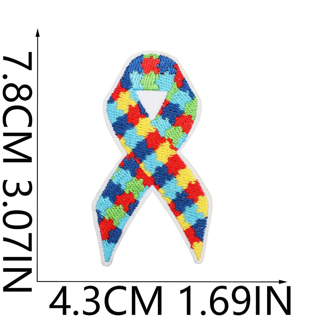 Autism Theme Embroidery Cloth Sticker Palm Computer Embroidery Label Cartoon Butterfly Love Patch Sticker Ironing