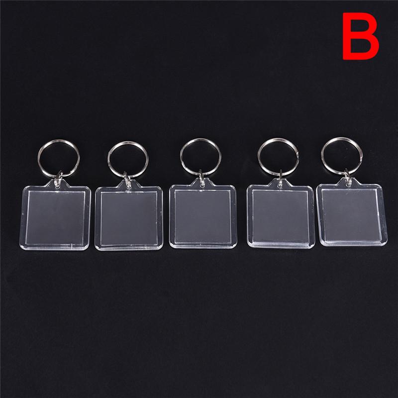 5Pcs Transparent Blank Insert Photo Picture Frame Keyring Key Chain Diy Gifts