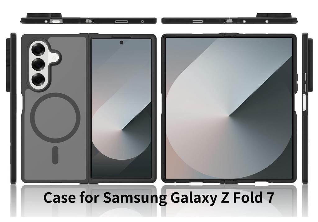 Магнитный противоударный матовый чехол Samsung Z Fold 7 5G, полупрозрачная крышка с ощущением кожи