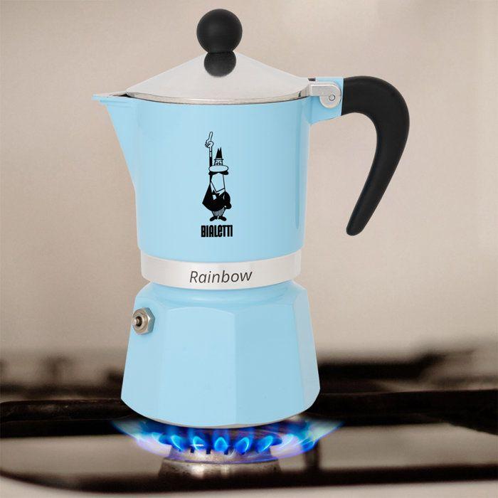 Cafetière italienne - BIALETTI - Moka Express - Tous feux sauf induction - 6 tasses - 300 ml - Rainbow Bleu