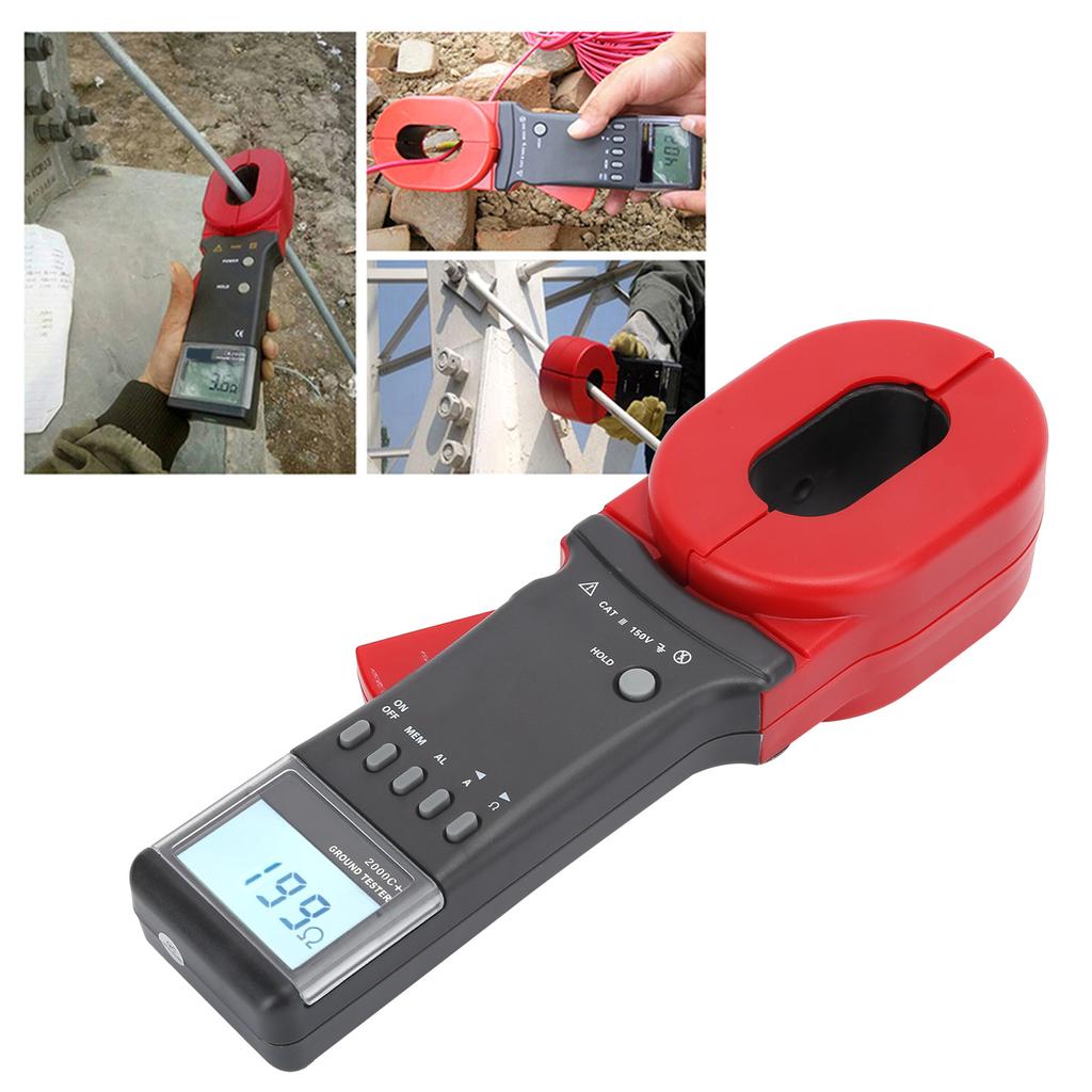 ETCR2000C+ Ground Resistance Clamp Meter Tester 0.01 1200 Ohm  0.00mA 20A for Electricity
