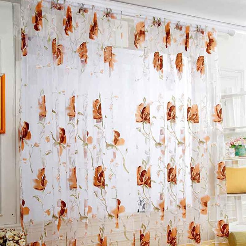 1 шт. Цветочный верх с кулиской 100X200СМ с люверсами кухонный домашний декор вуалевые шторы для окна спальни