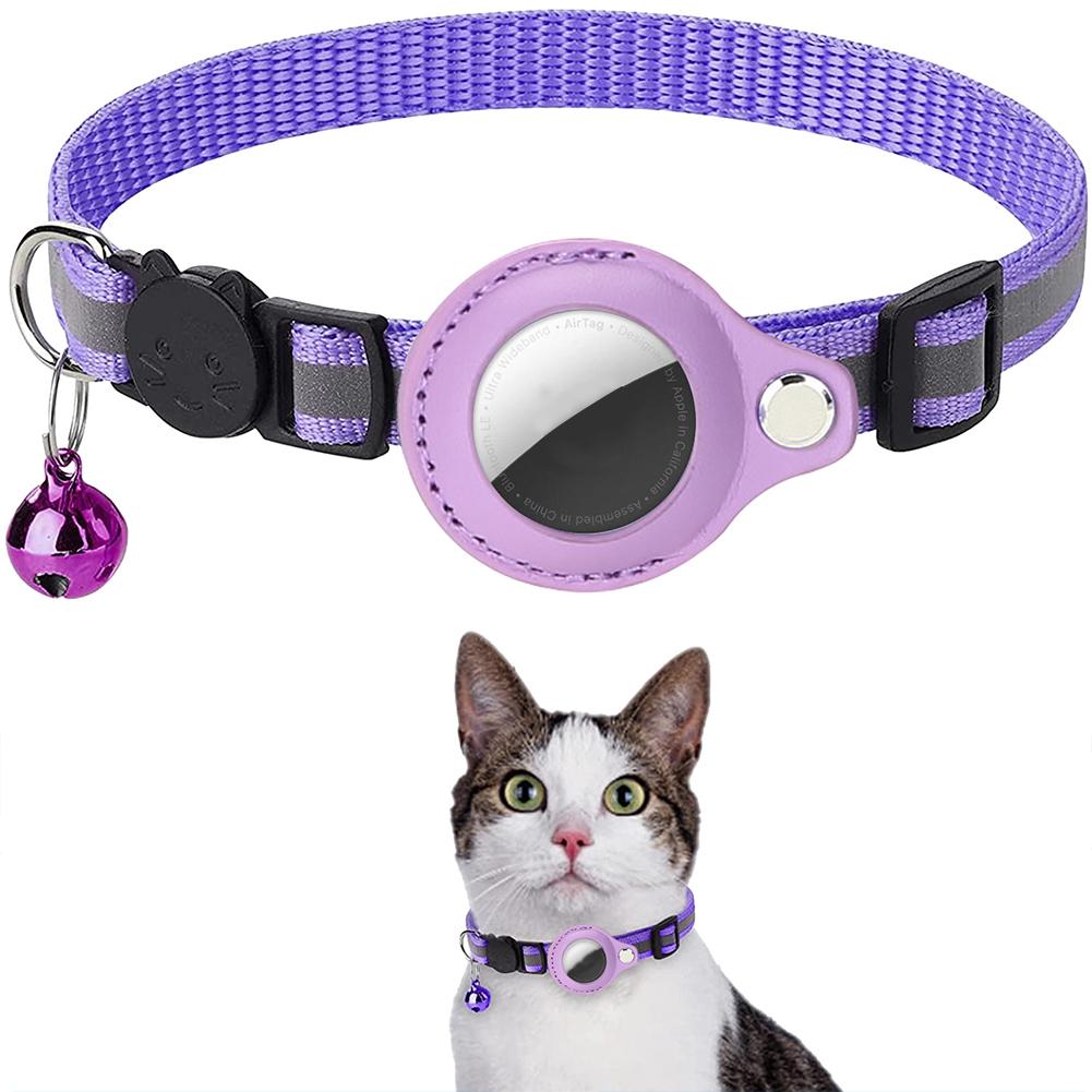 Cat Tracking Collar Adjustable Anti-lost Reflective Design Protective Collar Compatible For Airtag