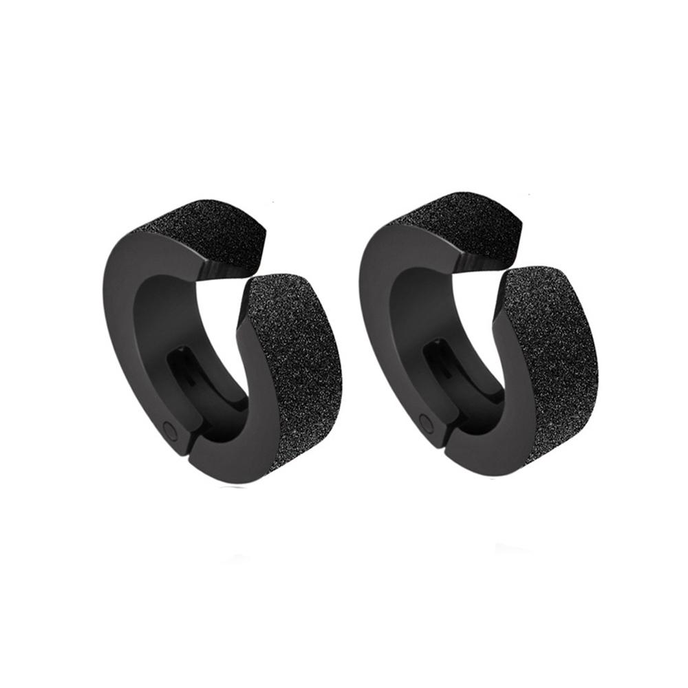 2pieces Punk Titanium Steel Ear Clip Earrings For Men Women Print Pattern Black No Pierced Fake Ear Circle New Pop Jewelry