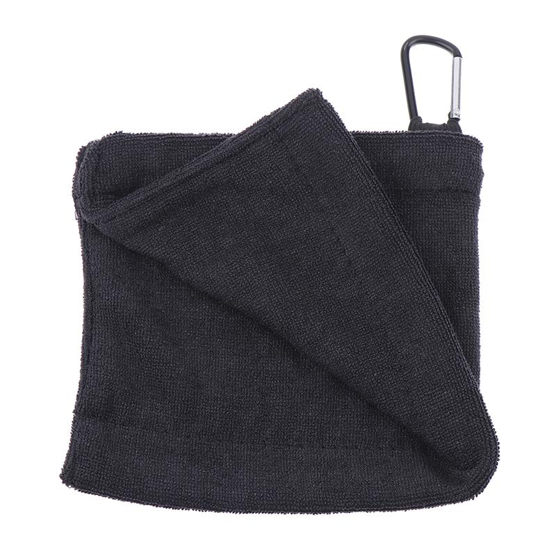 Square Microfiber Golf Ball Cleaning Towel Featuring Carabiner Hook for Water Absorption Club Head Wipe Cloth