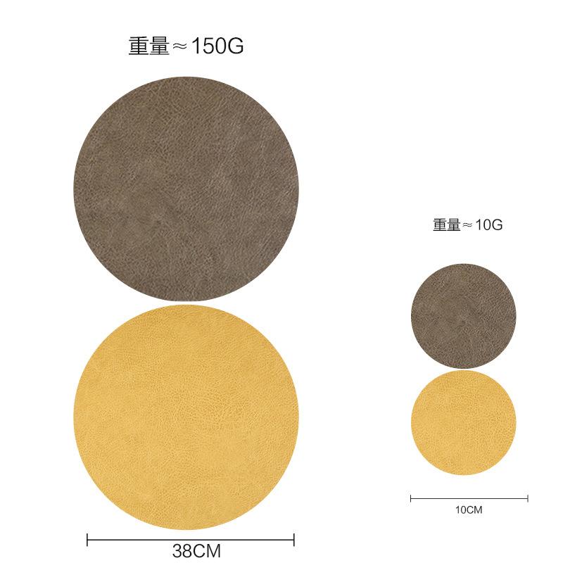 Nordic style high temperature resistant leather placemat teacup mat waterproof and oil-proof dining table mat western restaurant bowl mat coaster