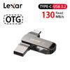 Lexar 64 ГБ USB3.1 Type-C USB флеш-накопитель 2-в-1 USB 3.2 Type-C двухпортовые U-накопители Type-A 32 ГБ 128 ГБ 256 ГБ до 130 МБ/с флешка для телефона и ПК