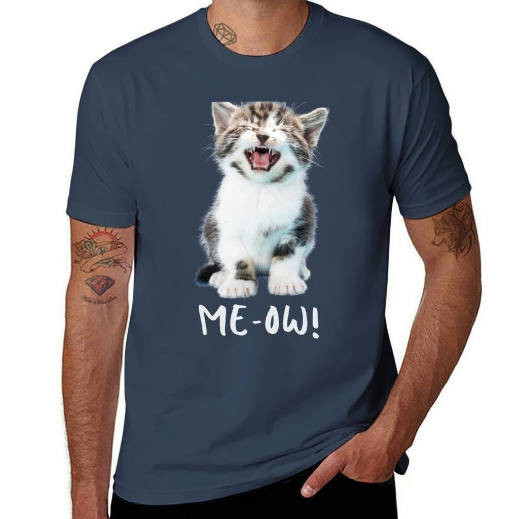 Cute Kitten Meow Roar TShirt Breathable Basic Cotton TShirt