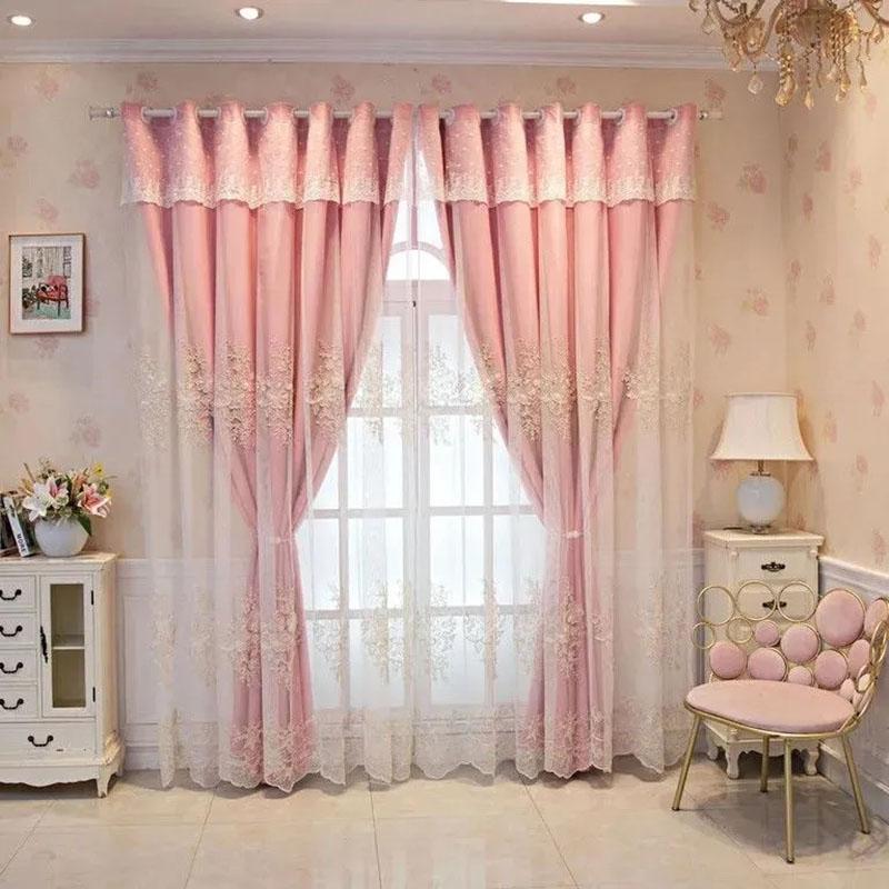 Утолщенная ткань, вышитые шторы, сплошной цвет, полное затемнение, напольная занавеска для гостиной, спальни, балкона, эркера, карниз