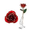 Long Stem Dipped 24k Gold Rose In Gift Box with Clear Display Stand Red Roses for Her