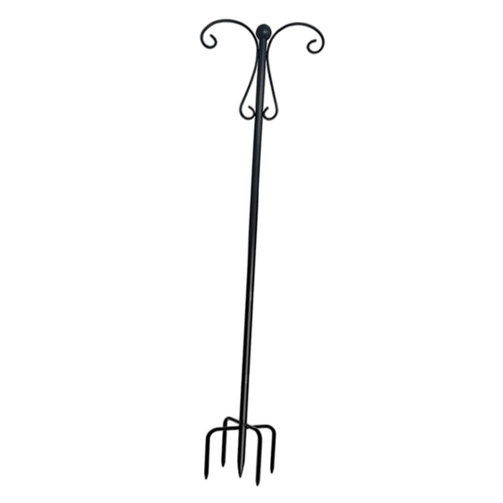 Premium Double Shepherds Hook Metal Hanger 5 Prong Base Outdoor Planter Holder for Patio and Garden Decorations