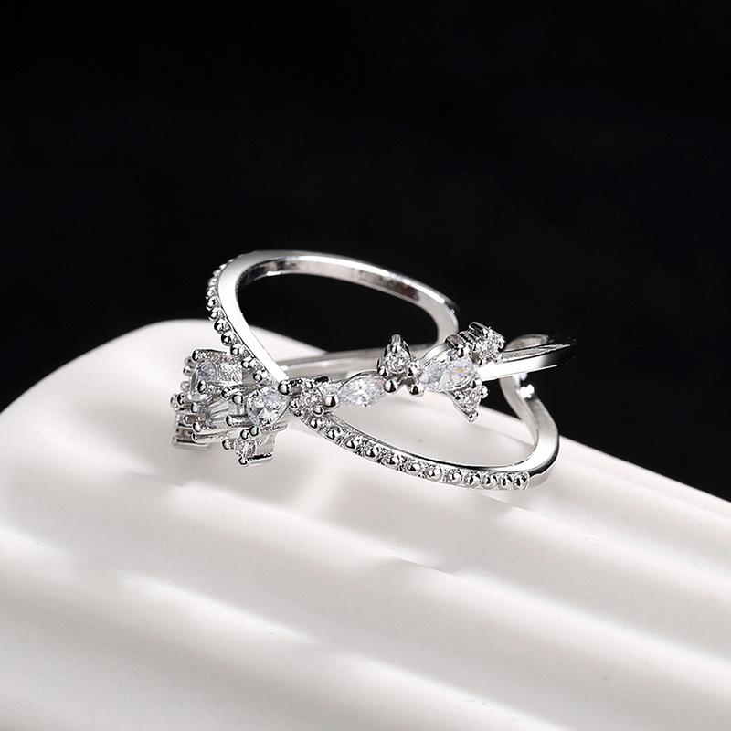 Lindon Classic Copper Alloy Zircon Ring Ladies Jewelry Wedding Promise Party Gift