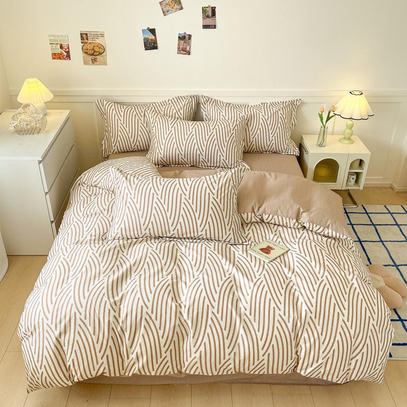 Комплект из четырех предметов, пододеяльник из чистого хлопка, простыня из хлопка, комплект из трех предметов для односпальной кровати в общежитии