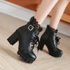 Women Female High Heels Lace Winter Boots Fashion Black White Women Boots Lace Up Winter Boots Shoes Woman Casual Shoes Large