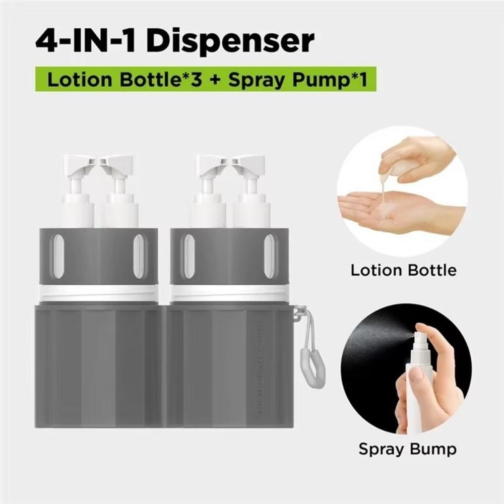 4in1 Travel Bottles Set Refillable Travel Dispenser Bottle  For Smooth Wall Surfaces