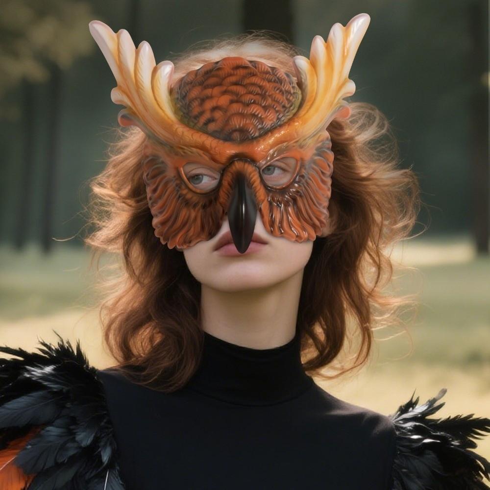 Scary Style Full Face Mask PP Material Animal Head Mask Full Face Cover Owl Mask Mardi Gras