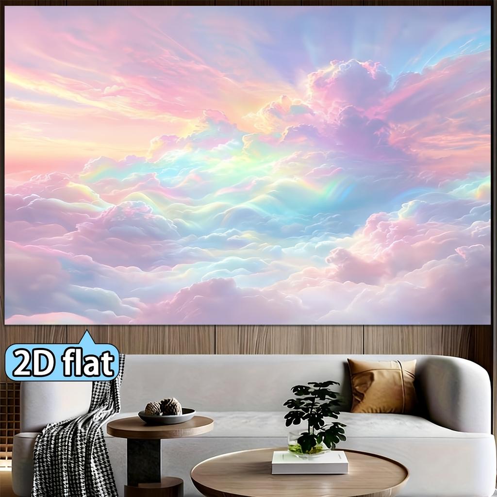 2D flat. 1pc Fantasy Rainbow Cloud Theme Banner Background Fabric Fantasy Rainbow Decoration