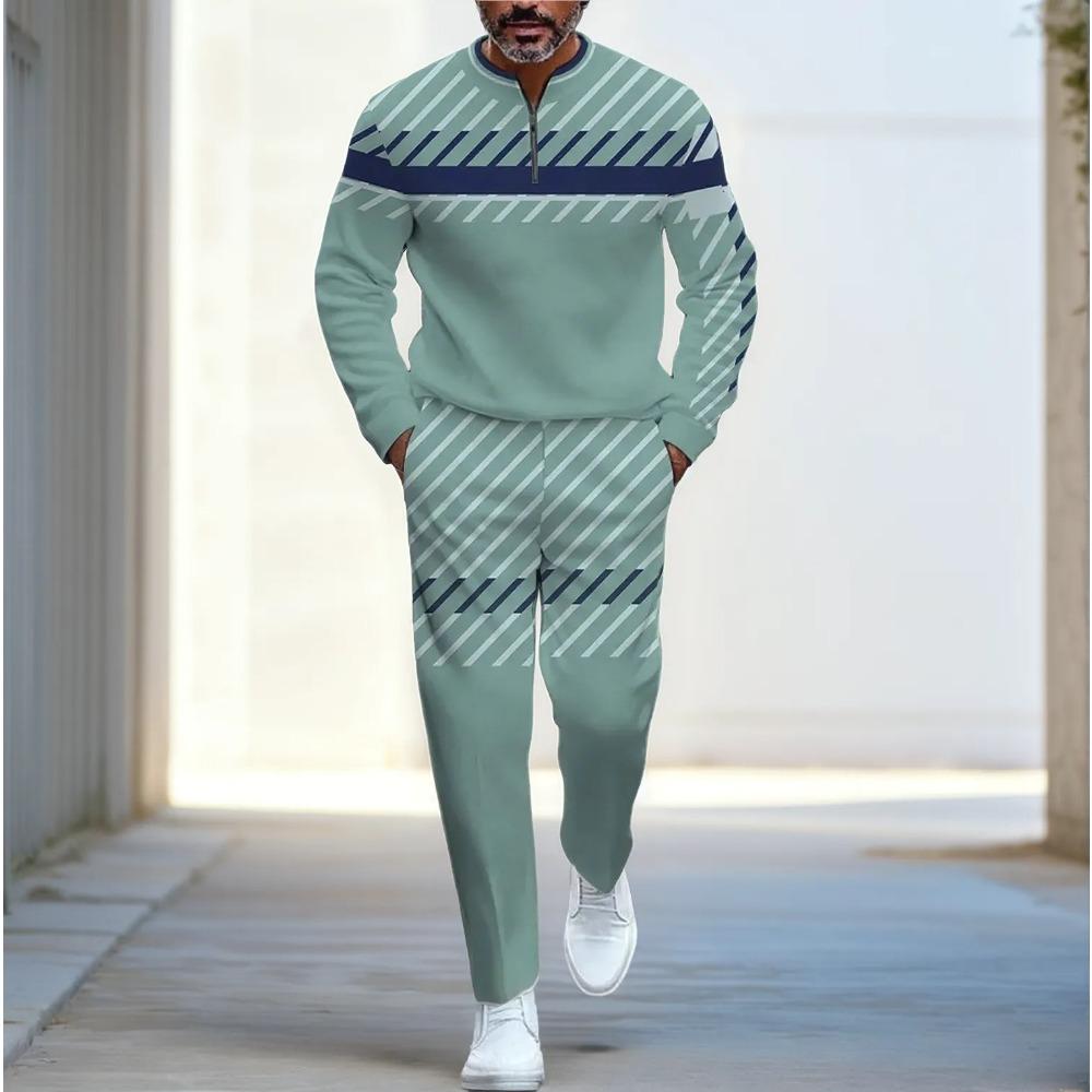 Весенне-осенняя модная уличная одежда Мужской комплект из двух предметов с длинным рукавом, на молнии до середины, со стойкой, брюки, спортивная одежда, мужская одежда