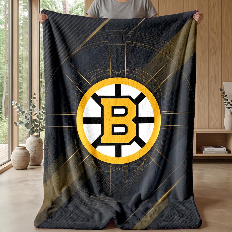Фланелевое флисовое одеяло Boston Bruins Уютное теплое плед для дивана кровати путешествий Всесезонное использование