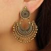 European, American Bohemian Retro Ethnic Style Carved Alloy Bell Pendant Fringed Earrings Women'S Earrings