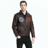 Chinese Size Vintage Distressed Men Leather Jacket Printed Thick 100% Natual Calfskin Force Flight Jackets Aviator Leather Coat Autumn