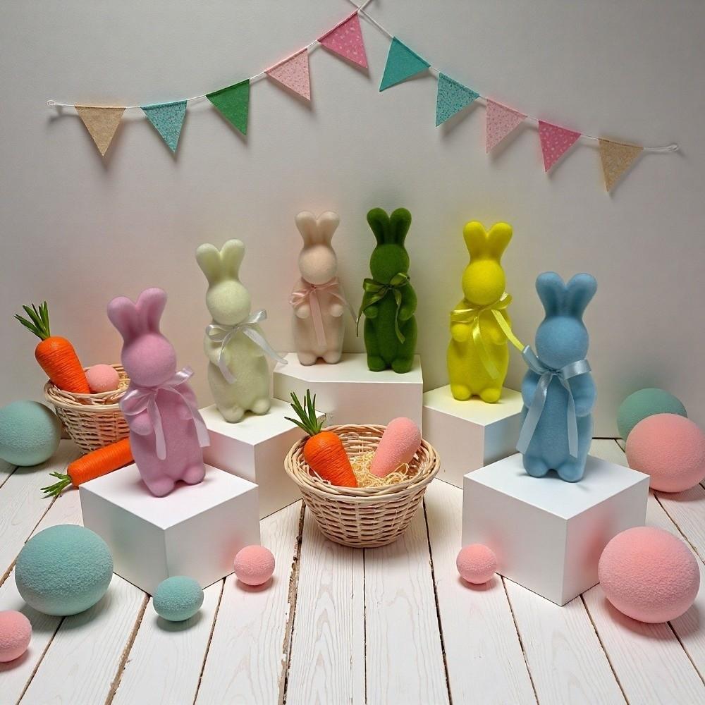 Creative Bunny Decoration With Bow Tie Rabbit Ornaments Gifts Simulation Rabbit  Party Favors