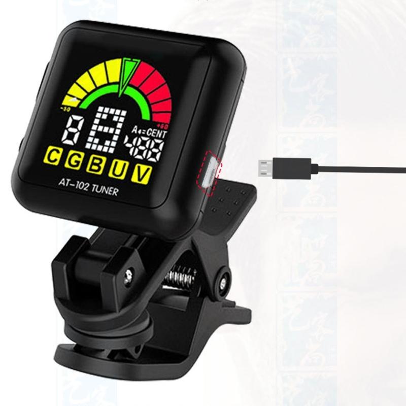 Перезаряжаемый клипсовый гитарный тюнер с вращением на 360 градусов, цифровой электронный тюнер для гитары, баса, скрипки, укулеле