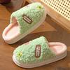 Fashion Lovely Big Eyes Monster Cartoon Slippers  Winter Outdoor Faux Fur Funny Warm Plush Thick Sole Cotten Shoes(One Size Smaller)