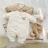 Bear Baby Winter Jumpsuit Scarf Autumn Toddler Outfit Set Fleece Newborn Romper for Boys Girls Clothes Infant Onesie