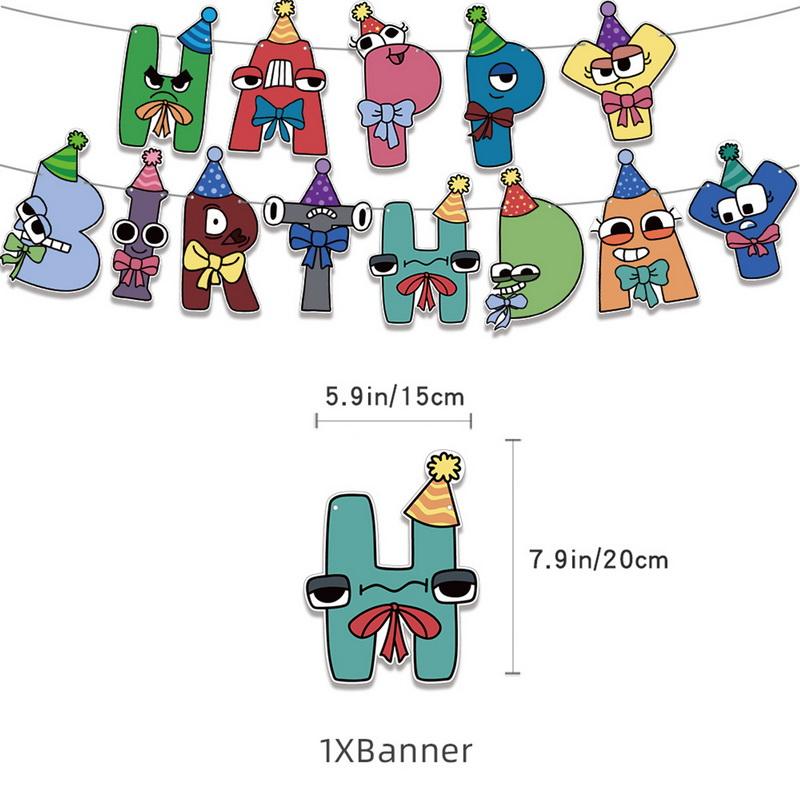 Раскраска с алфавитом, украшение для дня рождения, воздушный шар с алфавитом, баннер, топпер для торта, день рождения