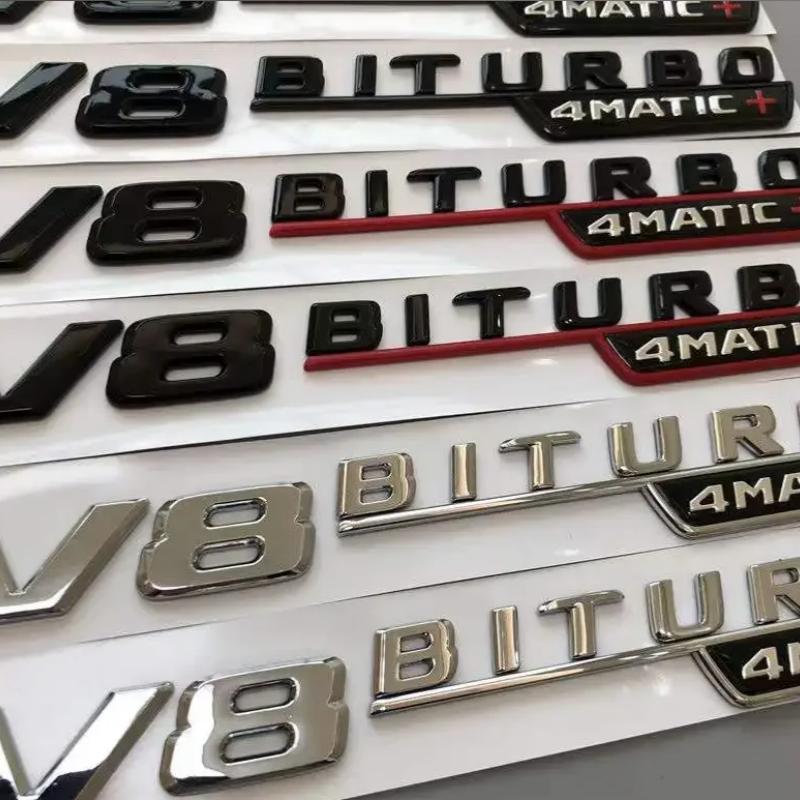 2Pcs 3D ABS Car Fender Side Badge For Mercedes Benz E63s AMG W213 W212 W205 C63S V8 BITURBO 4MATIC Emblem Stickers Accessories XV7