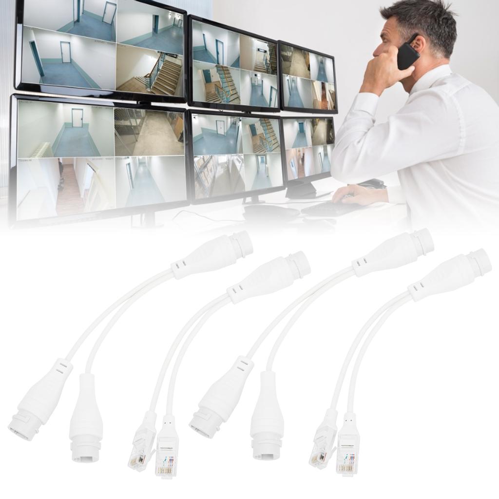 2Set POE Splitter Separator Adapter Cable 1 To 2 CCTV Video Transmission Rainproof Injector