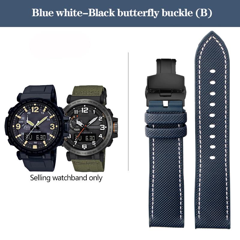 Нейлоновый ремешок для часов с резиновым низом для серии Casio PROTREK PRG-600YB PRG-650 PRW-6600, парусиновый силиконовый ремешок для часов, спортивный ремешок 24 мм