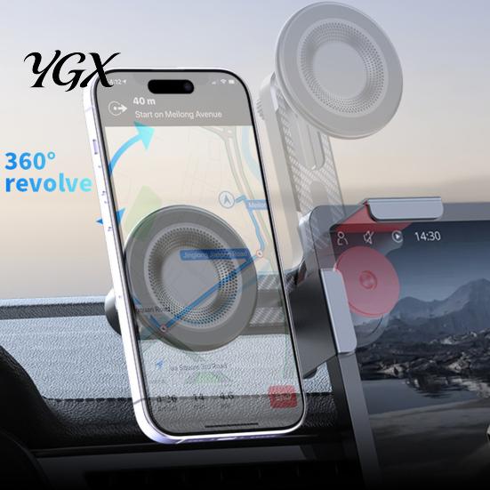 Clip-on Phone Holder Car Magnetic Dashboard & Screen Mount Minimalist Adjustable Shock-Absorbing Clip-On Stand for GPS Navigation Screen-friendly