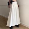 Women Skirt Elegant Flared A-Line Midi Skirt with Pockets Fashionable Solid Color Lady Skirt for Autumn