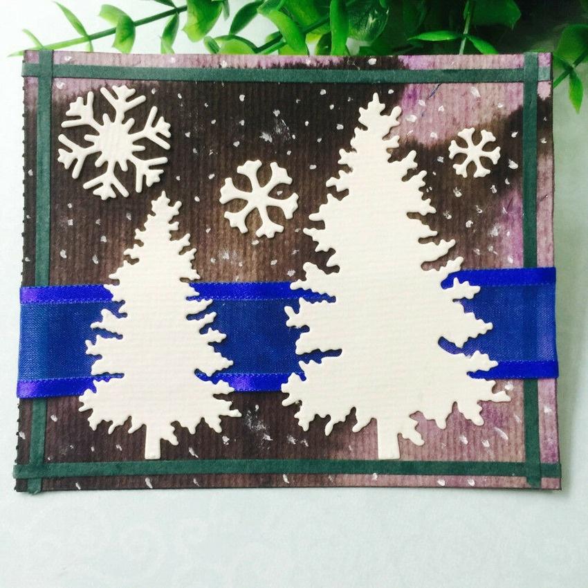 Зимние снежинки, деревья, трафареты, металлический трафарет, сделай сам, скрапбукинг, альбом, бумажная карта, тиснение, ремесленный декор, художественная высечка, Рождество