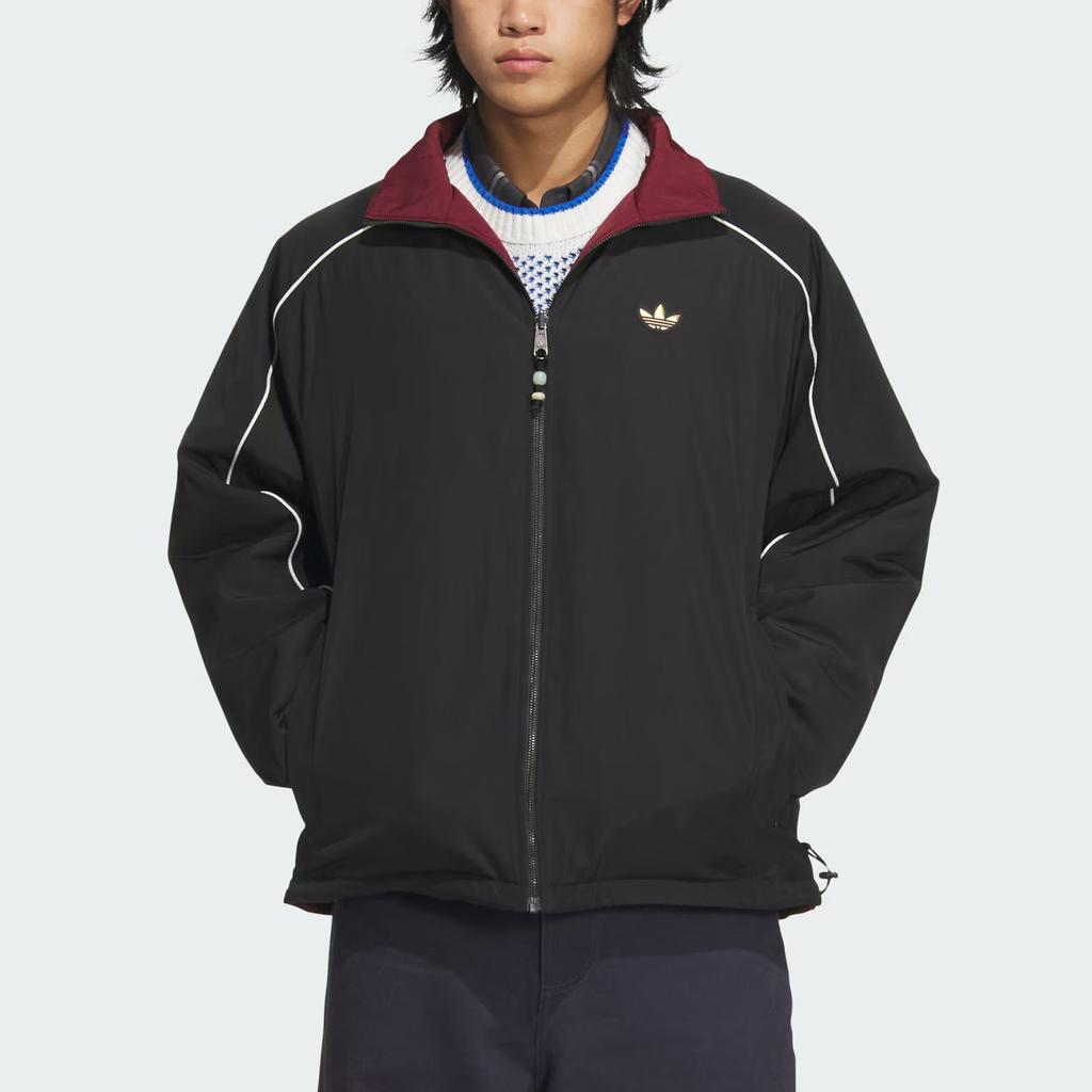 Adidas Мужская куртка Originals Rev Aw24 Lny Stand Collar свободного кроя, двусторонняя, хлопковая, черная, темно-красная, KA0821