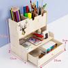 Creative Pen Pencil Holder Receiving Box Desktop Learning Penholder Office Desk Organizer Storage Rack Supplies Wood ZM902