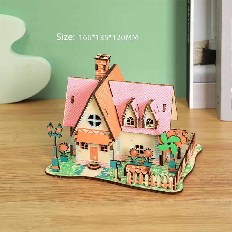 Лазерная резка Сделай сам Дома Виллы Здание 3D Деревянный пазл Игрушка Сборная модель Наборы Украшение стола Для детского подарка