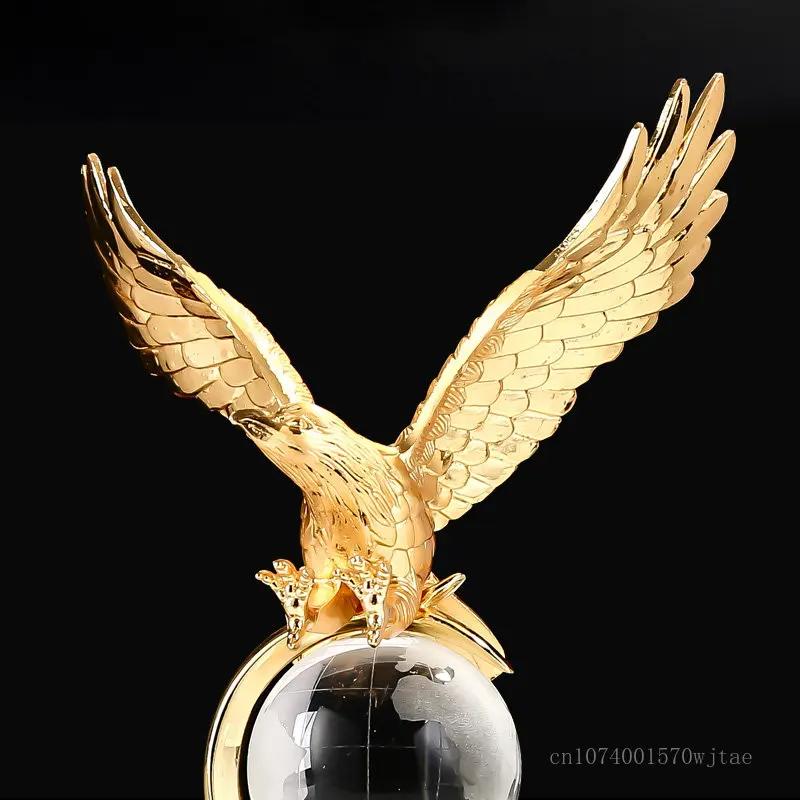 Customized High-End Metal Eagle Plus Crystal Trophy, annual Meeting Award, Souvenir, Sales, Home Decoration, Engraving, New, 1Pc