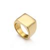 Stainless Steel Signet Rings Men‘s High Polished Smooth Big Width Square Finger Rings Gold Color Anillos Trend Jewelry