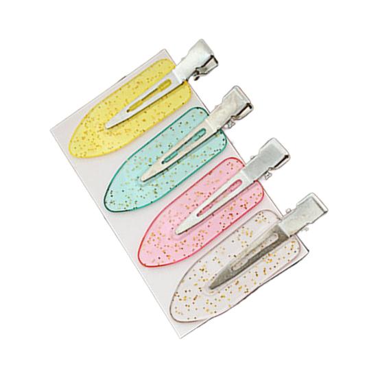 4Pcs Hair Clips Bright Color Seamless Hair Barrette Easy-wearing Decorative Ultra-light Non-slip Acrylic Women Bangs Clips Ornament