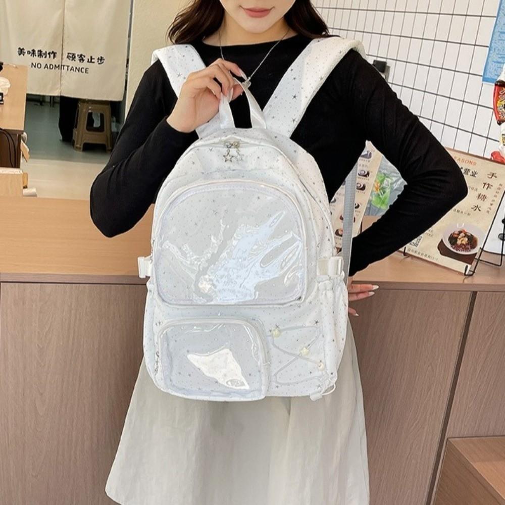 Oxford Cloth Star Backpack Print Transparent Itabag Casual Nylon Backpack  Women